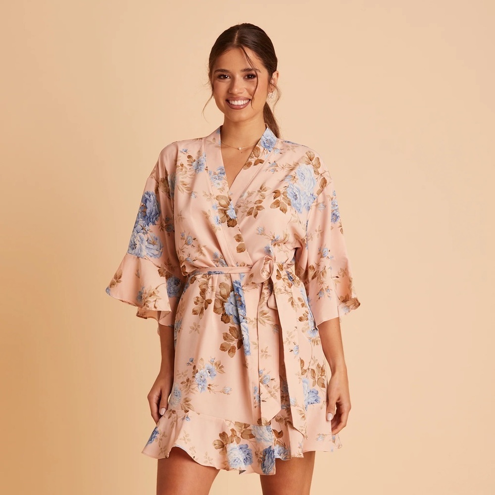 Birdy Grey Women Kenny floral ruffle Robe XS/S- Belt Feminine Bridal Romantic
